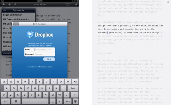 Dropbox su iA Writer per iPad