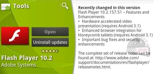 Flash Player 10.2 svela l'aggiornamento Android 3.1 Honeycomb