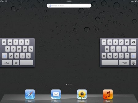 Apple iOS 5.0 con tastiera virtuale separabile