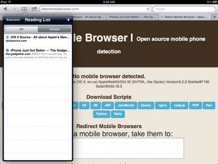 Funzionalità inedite del browser Safari in iOS 5.0