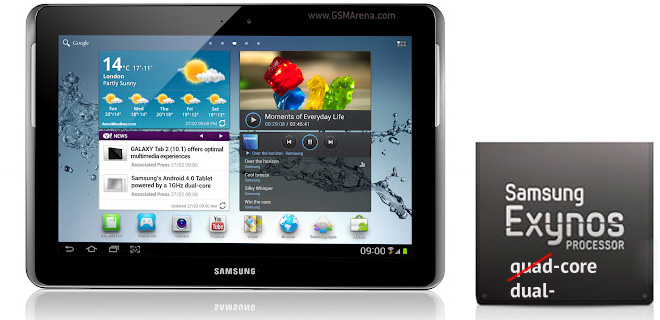 Samsung nega le voci sul Galaxy Tab 2 10.1 con processore quad core