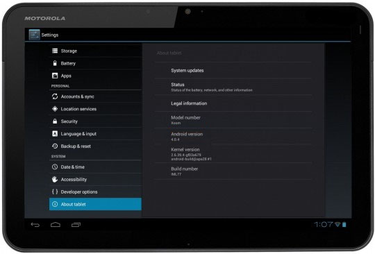 Motorola Xoom si aggiorna ad Android 4.0.4 Ice Cream Sandwich
