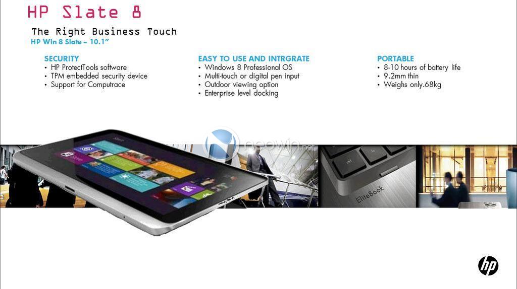 HP Slate 8 sarà da 10 pollici con sistema operativo Windows 8 Professional