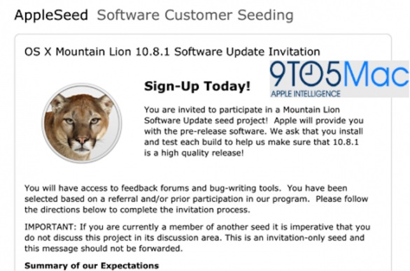 Gli sviluppatori riceveranno presto l'aggiornamento OS X 10.8.1 Mountain Lion