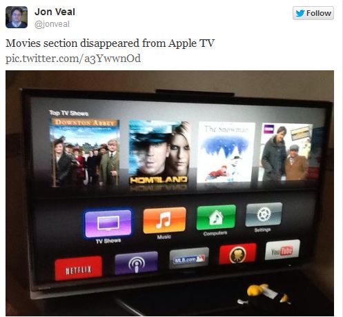 Apple TV: icona dei film spariscono a causa di un problema server