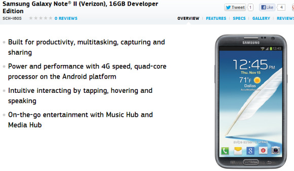 Samsung Galaxy Note 2: arriva la Developer Edition