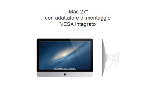 Apple nuovo iMac: opzione adattatore VESA disponibile al momento dell'acquisto