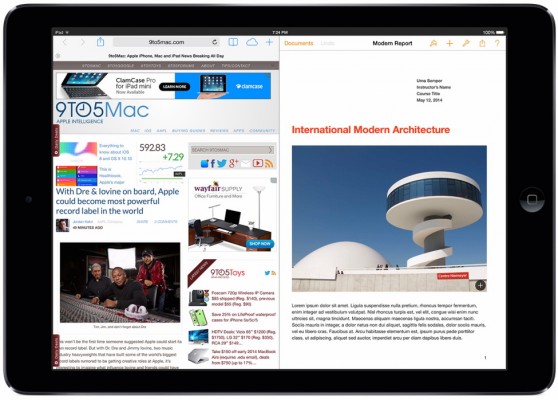 Apple iOS 8: multitasking su iPad di due app contemporaneamente