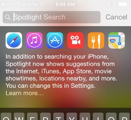 Apple iOS 9: niente più ricerca Spotlight