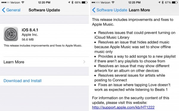 Apple iOS 8.4.1: download e novità dell'aggiornamento